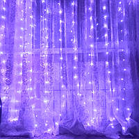 Гирлянда алюминиевый провод шторы фиолетовый 400 диод 3/2 метра
