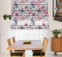 Римская штора ткань хлопок 80 % Испания крупные фиолетовые и розовые цветы 400176v2 с доставкой