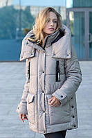 Зимняя женская куртка оверсайз, цвет бежевый, большого размера от 48 до 56