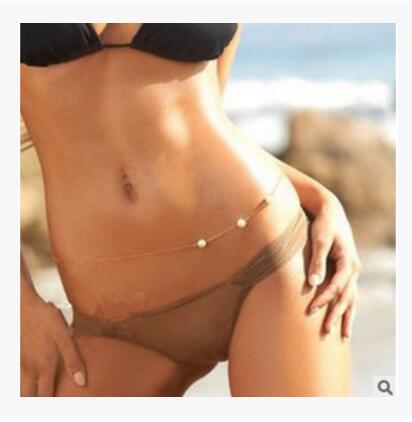 Ланцюжок на талію бодічий золотистий із намистинами, фото 1