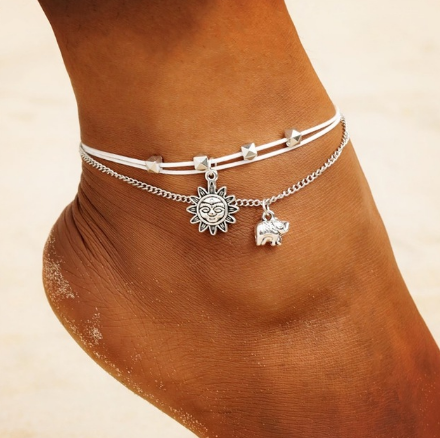 Анклет на ногу потрійний Слон і Сонце, фото 1