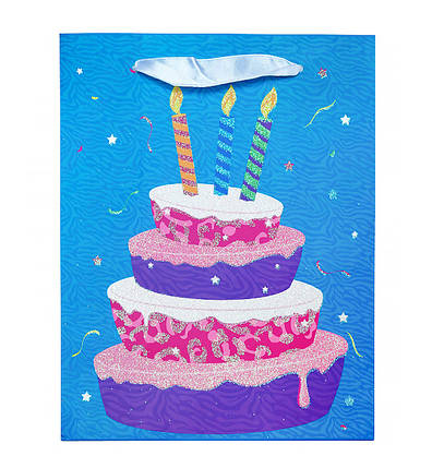Подарунковий пакет "Cake", 18*10*23 см, малюнок з блискітками, ламінований картон, фото 1