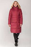 Красное женское пальто из плащевки на силиконе, большого размера от 46 до 56