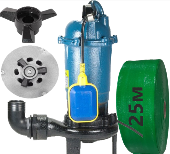 Фекальний насос з НОЖЕМ DELTA EUROAQUA 2,6 кВт + шланг 20м, фото 1