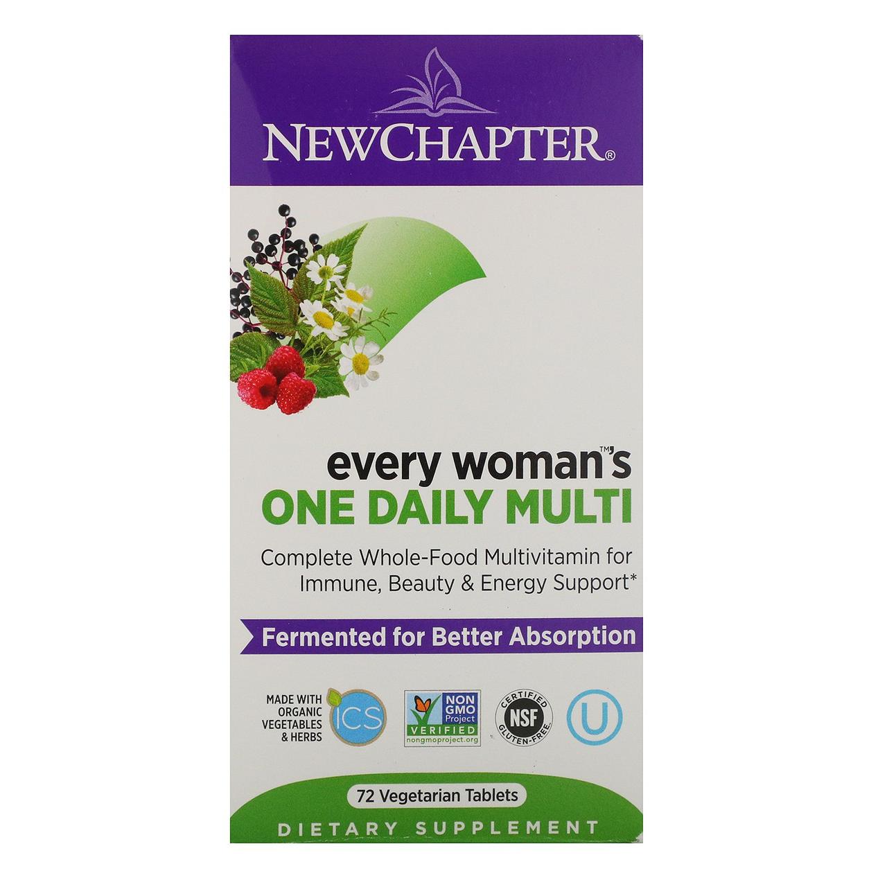 Ежедневная мультивитаминная добавка для женщин, 72 вегетарианских таблетки, New Chapter, Every Woman