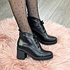 Стильні жіночі шкіряні туфлі на стійкому каблуці, фото 4