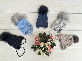 Дитяча зимова шапка "Бубончик" 0-4 міс
