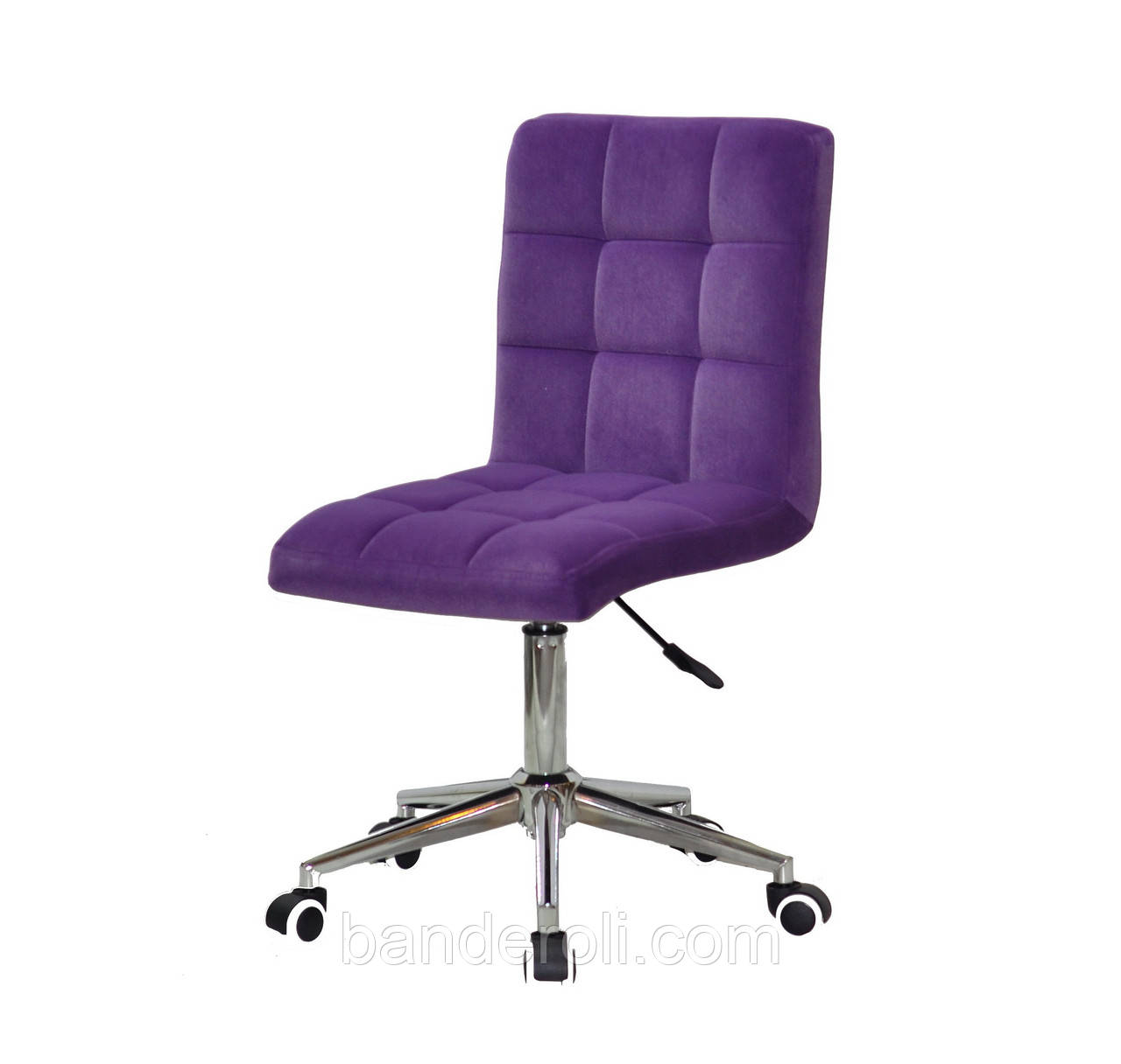 Крісло Augusto ПУРПУРОВИЙ оксамит 1010 Modern Office, хромованою хрестовиною з колесами, фото 1