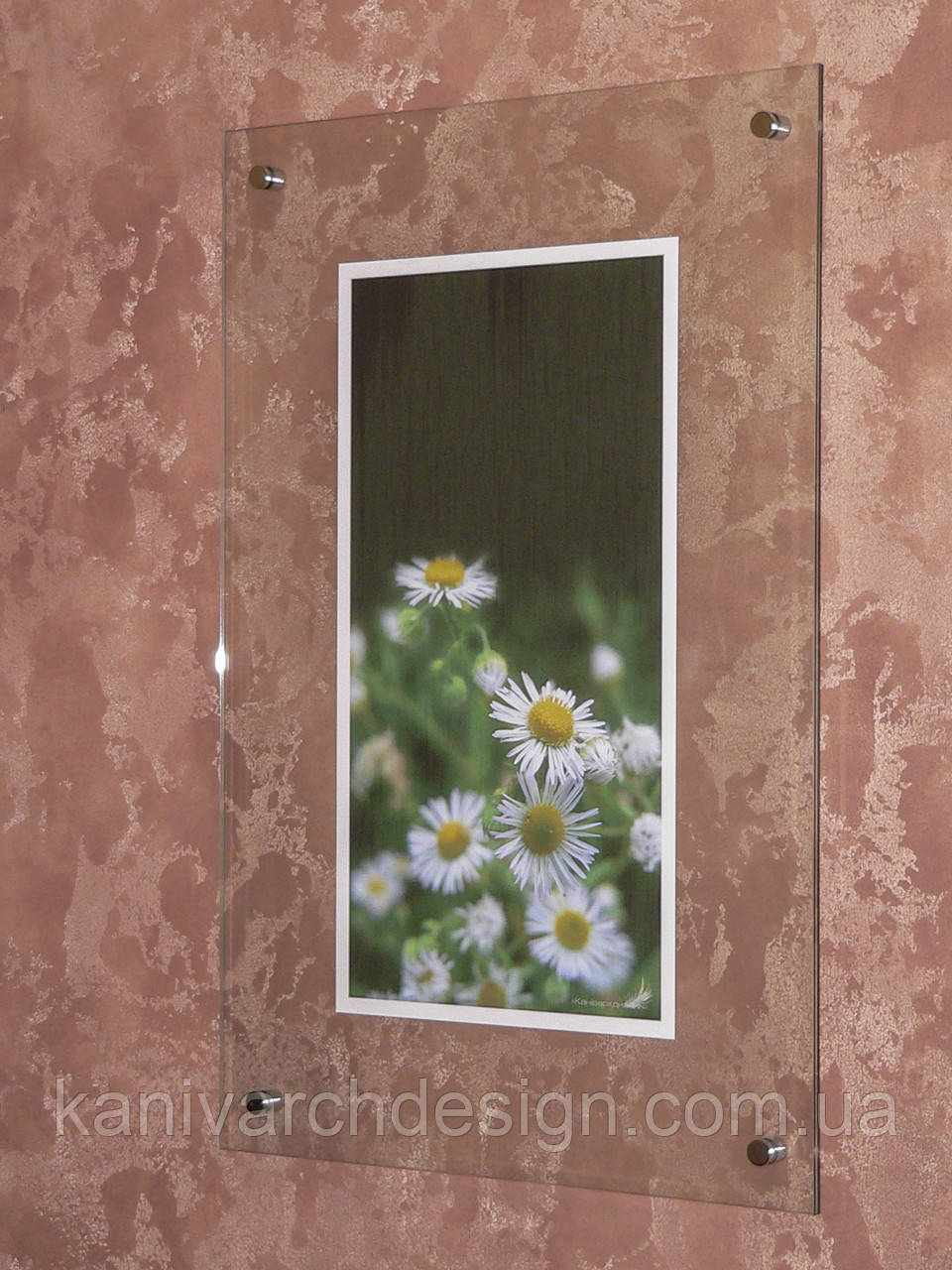 Антирама скляна на дистанційних тримачах розміром 600х600мм., фото 1