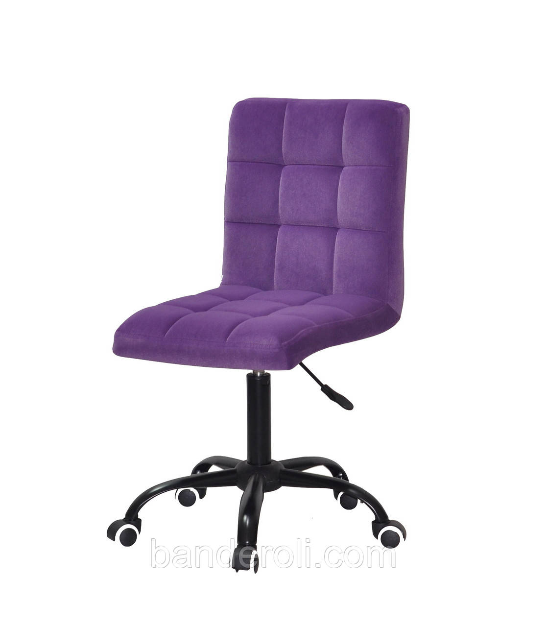 Крісло Augusto BK-Office пурпурний 1010 оксамит на чорній хрестовині з колесами і регулюванням висоти, фото 1