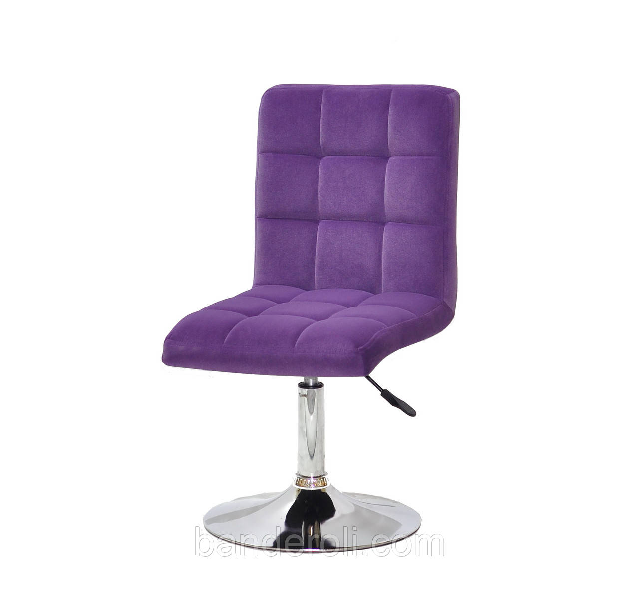 Стілець Augusto CH-Base оксамит (велюр) пурпурний 1010 хромованою круглої базі з регулюванням висоти, фото 1
