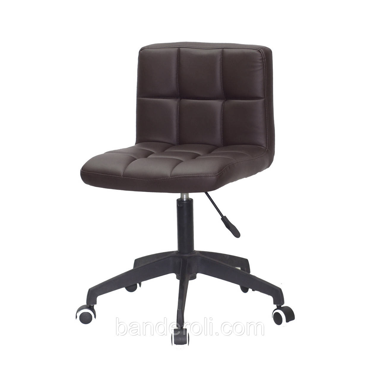 Стілець Arno BK Modern Office темно-коричневий кожзам 1015, на чорній хрестовині з колесами, фото 1