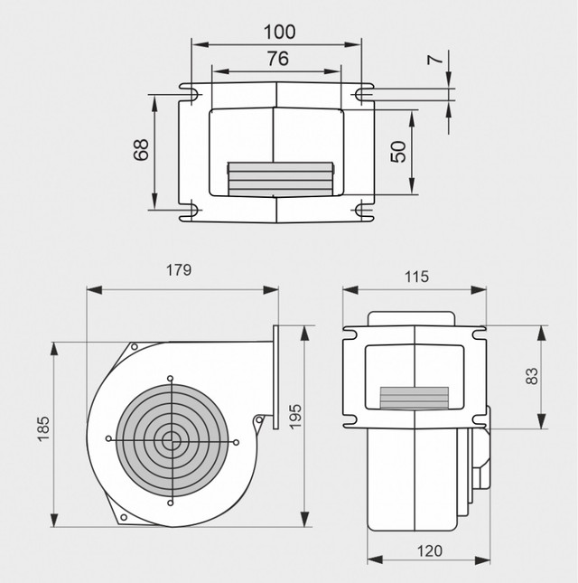Размеры вентилятора WPA-ZW-120