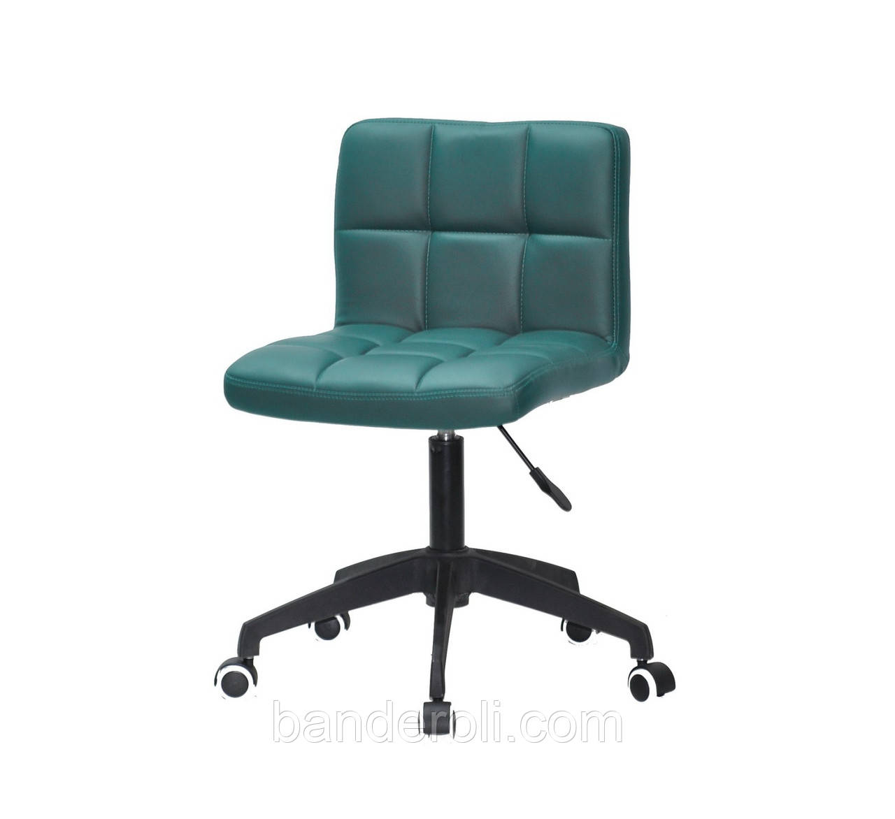 Стілець Arno BK Modern Office зелений кожзам 1002, на чорній хрестовині з колесами, фото 1