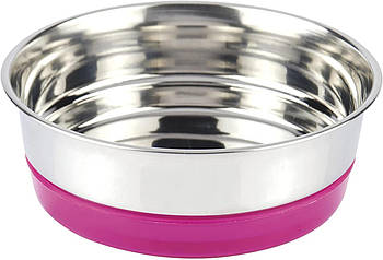 Миска для тварин з нержавійки 0,2 л Croci Neon 12 см рожева