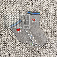 Дитячі махрові 14 см 1-3 роки (5-6) шкарпетки з гальмами нековзною підошвою антиковзні хлопчикові 7093 Сер