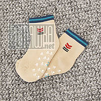 Дитячі махрові 14 см 1-3 роки (5-6) шкарпетки з гальмами нековзною підошвою антиковзні хлопчикові 7093 Беж