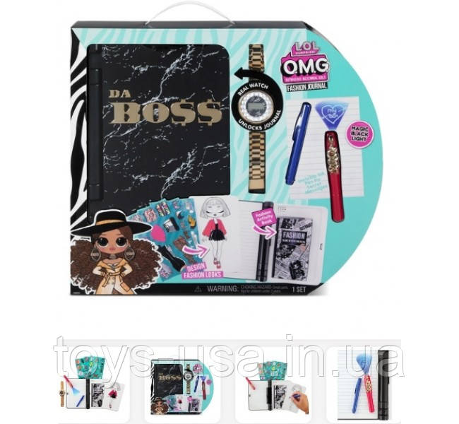 Электорнный модний блокнот з годинником LOL Surprise O. M. G. ЛОЛ ОМГ Da Boss Fashion Journal, фото 1