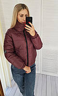 Женская дутая короткая куртка, арт. 405 бордо