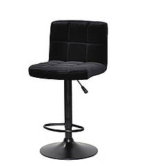 Барний стілець Arno Bar BK - Base чорний B-1011 велюр (оксамит) на чорній базі з підніжкою з регулюванням висоти