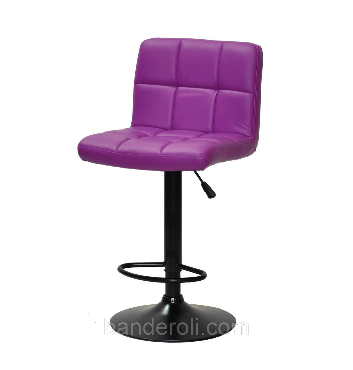Барний стілець Arno Bar BK - Base пурпурний екокожа на чорній базі з підніжкою з регулюванням висоти, фото 1