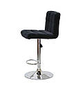 Барний стілець Arno Bar BK - Base чорний велюр (оксамит) з хромованою базі з підніжкою з регулюванням висоти, фото 2