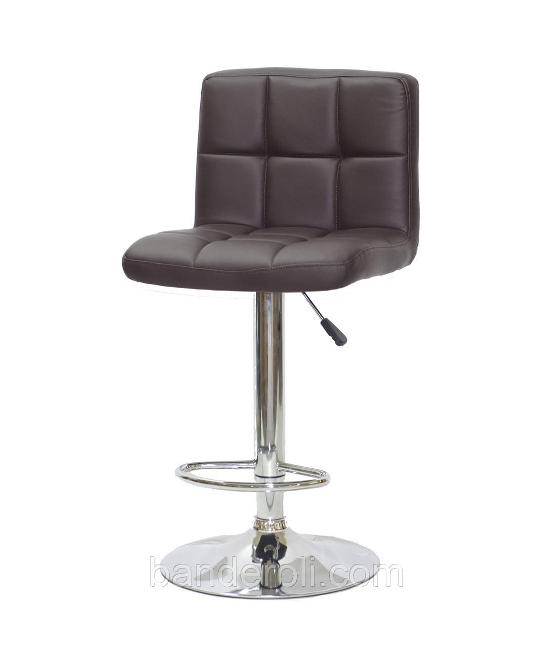 Барний стілець Arno Bar BK - Base коричневий екокожа хромованою базі з підніжкою з регулюванням висоти, фото 1