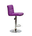 Барний стілець Arno Bar BK - Base пурпурний екокожа хромованою базі з підніжкою з регулюванням висоти, фото 2