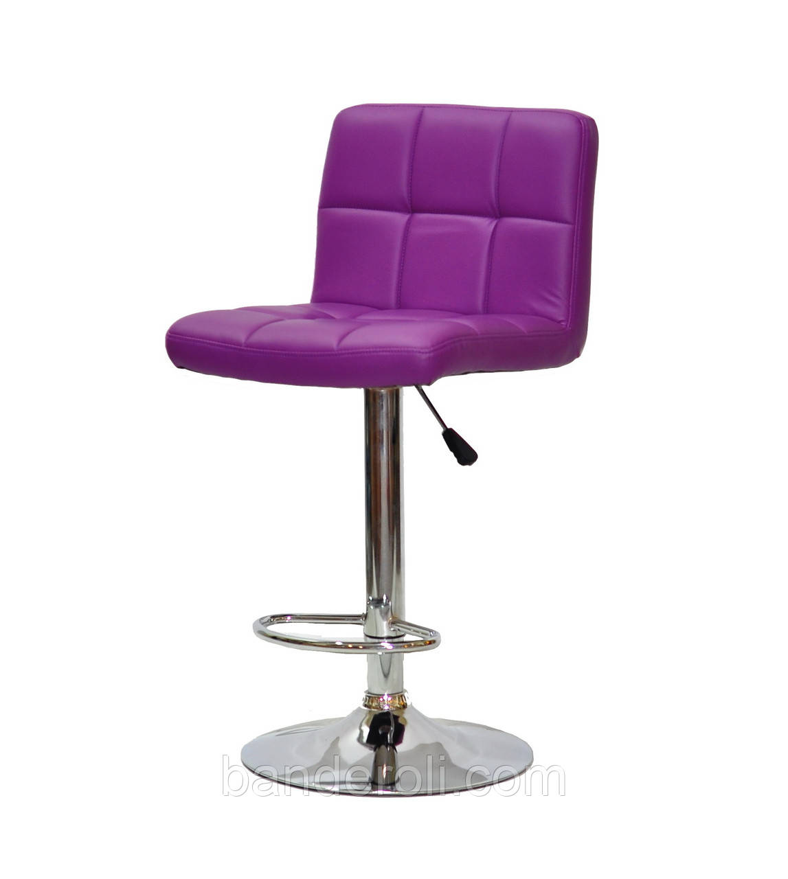 Барний стілець Arno Bar BK - Base пурпурний екокожа хромованою базі з підніжкою з регулюванням висоти, фото 1
