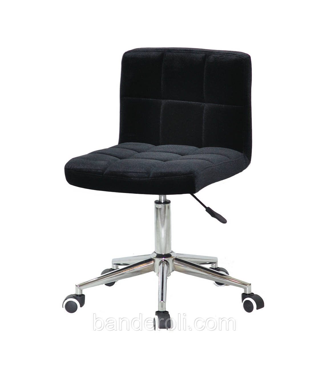 Стілець Arno CH Modern Office чорний оксамит (велюр), на хромованою хрестовиною з колесами, фото 1