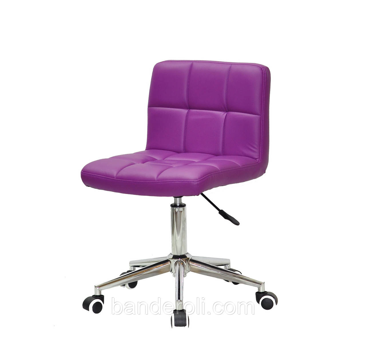 Стілець Arno CH Modern Office пурпурний кожзам , на хромованою хрестовиною з колесами, фото 1