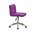 Стілець Arno CH Modern Office пурпурний кожзам , на хромованою хрестовиною з колесами, фото 2