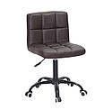 Стілець Arno BK - Office коричневий екокожа на колесах, на чорній базі з регулюванням висоти, фото 2