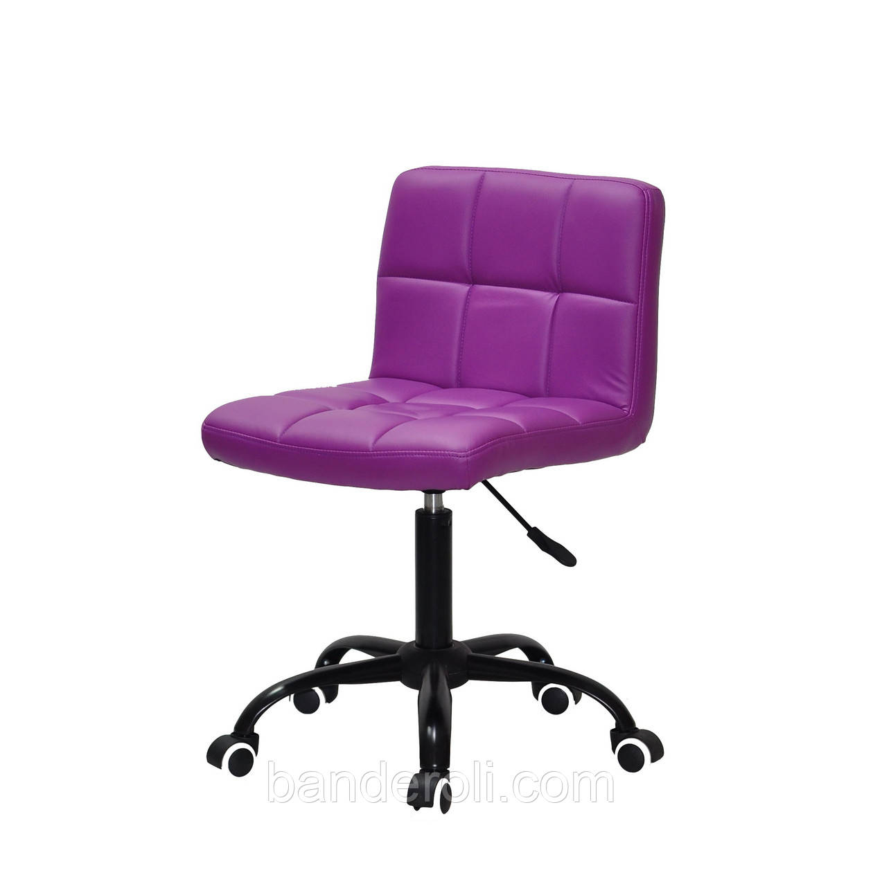 Стілець Arno BK - Office пурпурний екокожа на колесах, на чорній базі з регулюванням висоти, фото 1