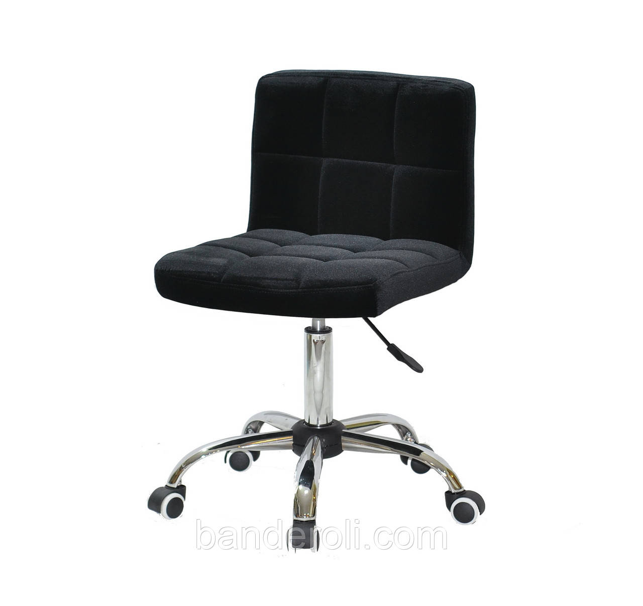 Стілець Arno CH - Office чорний B-1011 велюр (оксамит) на колесах, на хромованою базі з регулюванням висоти, фото 1