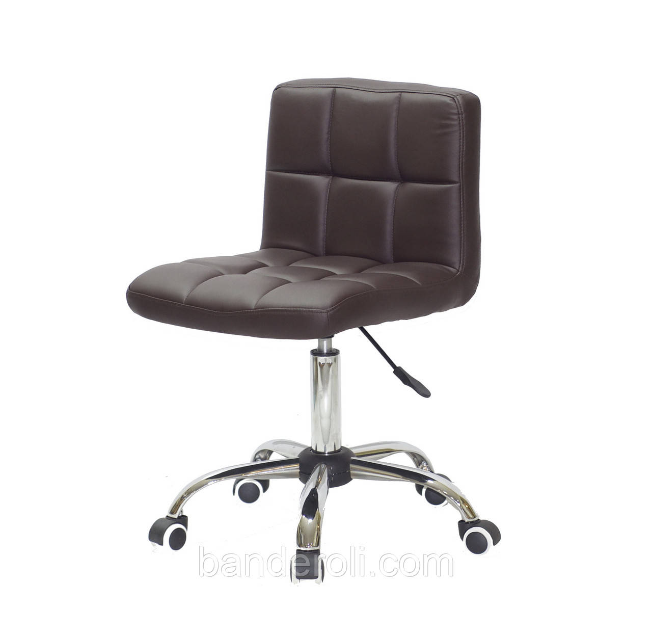 Стілець Arno CH - Office коричневий екокожа на колесах, на хромованою базі з регулюванням висоти, фото 1