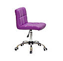 Стілець Arno CH - Office пурпурний екокожа на колесах, на хромованою базі з регулюванням висоти, фото 3