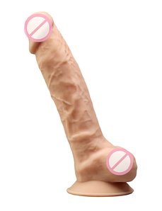 Реалістичний вібратор на присоску SilexD Vetus Vibro Flesh (MODEL 1 size 8in), двошаровий, 4,2 см