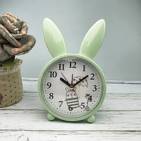 Дитячий Настільний  Годинник-Будильник "Милий Кролик" Світло-Зелений