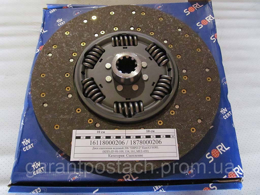 Диск Сцепления Ведомый КамАЗ "Евро" (КПП-ZF-9S-109, 154, 161, MFZ-430 ...