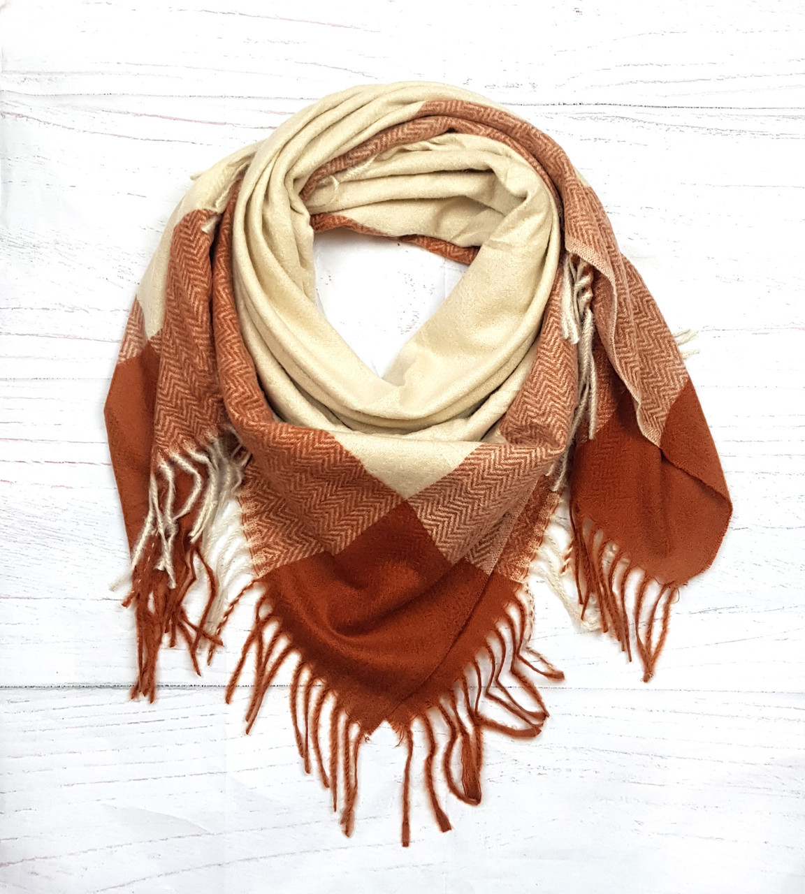 Хустка кашемірова зимова молодіжна Магдалена бежевий, фото 1