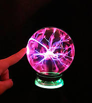 Плазмінна куля Тесла музичний нічник 13 см плазмова лампа куля з блискавками Plasma ball, фото 3