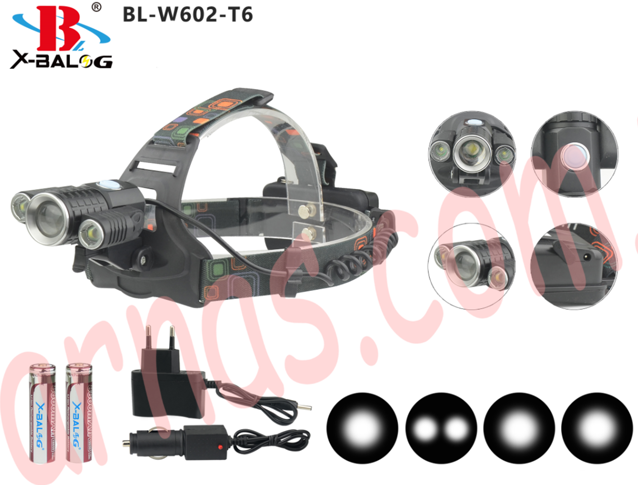 Аккумуляторный налобный фонарь BL-W602-T6