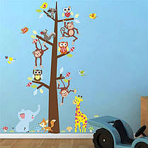 Декоративні наклейки для дитячого садка на стіну, на шафу "Звіри в зоопарку" 120 см*90 см (лист60*90см), фото 3