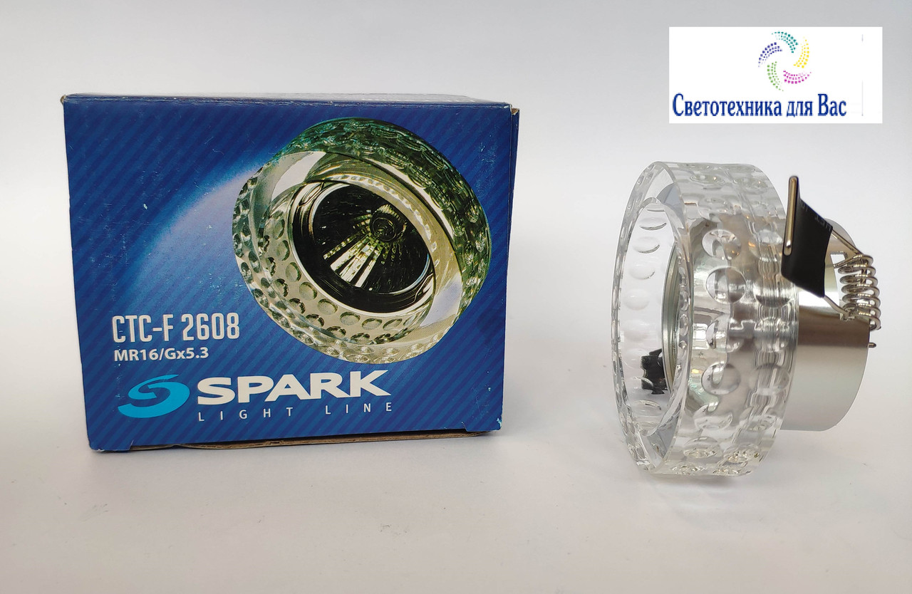 Вбудований декоративний точковий світильник із кристалом Spark CTC — F 2608, прозорий хром