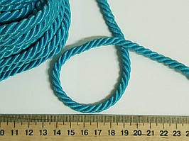 Шнур декоративний текстильний кручений 6-7 мм. Бірюза. Туреччина . Ціна за 1 метр
