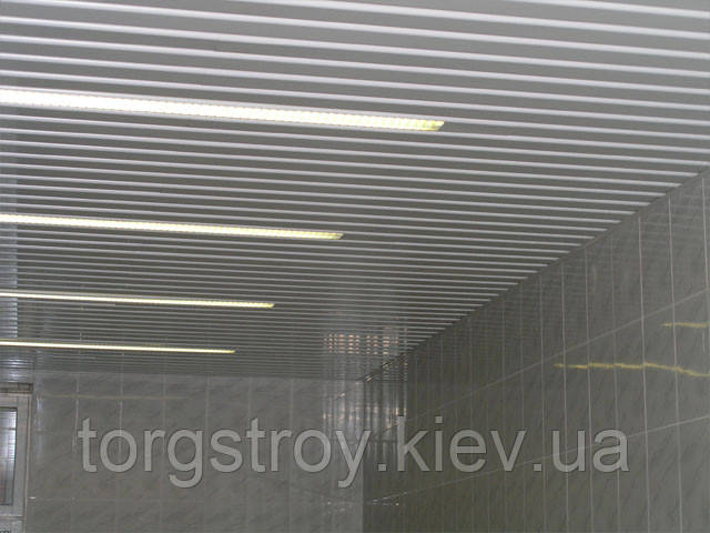 Рейкова стеля: металік з білими вставками, будь-які розміри, фото 1