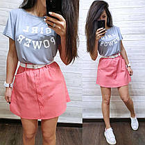 Стильний костюм на літо спідниця міні та футболка GIRL POWER, фото 3