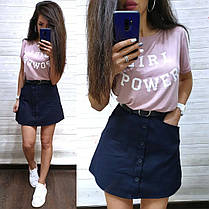 Стильний костюм на літо спідниця міні та футболка GIRL POWER, фото 4