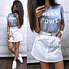 Стильний костюм на літо спідниця міні та футболка GIRL POWER, фото 2